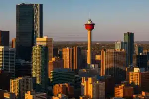 Downtown Calgary skyline with Calgary Tower, representing Translation Services in Calgary.