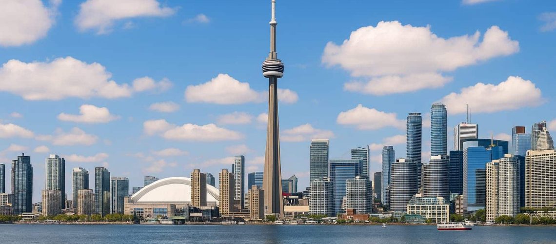 Toronto skyline featuring the CN Tower and downtown buildings, representing the diverse communities supported by translation services Toronto.